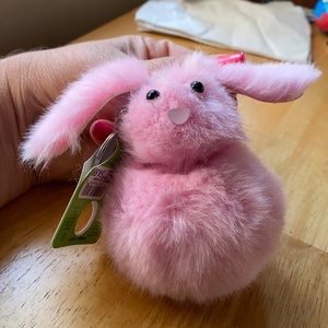 Bag charm pink rabbit faux fur